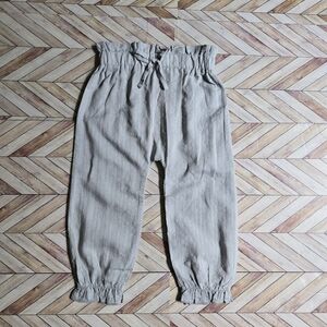 Boho Linen-Blend Paperbag Waist Joggers Ruffle Hem Harem Pants Baby Boy Girl